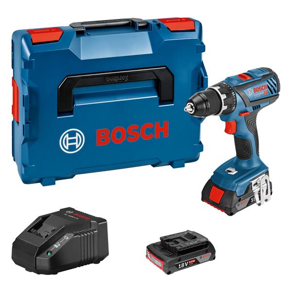 BOSCH Akku-Bohrschrauber GSR 18V-28, 2 x Akku GBA 18V 2.0Ah, L-Case