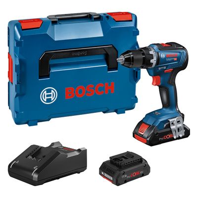 BOSCH Akku-Bohrschrauber GSR 18V-55, 2 x Akku ProCORE18V, Schnellladegerät GAL 18V-40