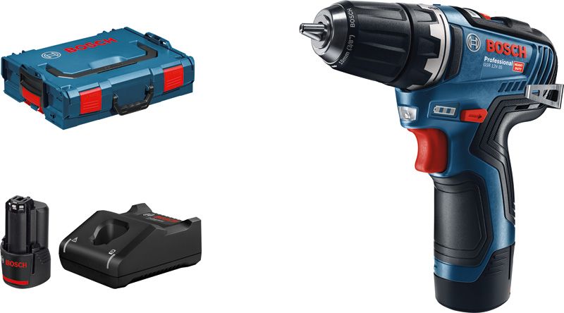 BOSCH Akku-Bohrschrauber GSR 12V-35, mit 2 x 3.0 Ah Li-Ion Akku, L-BOXX