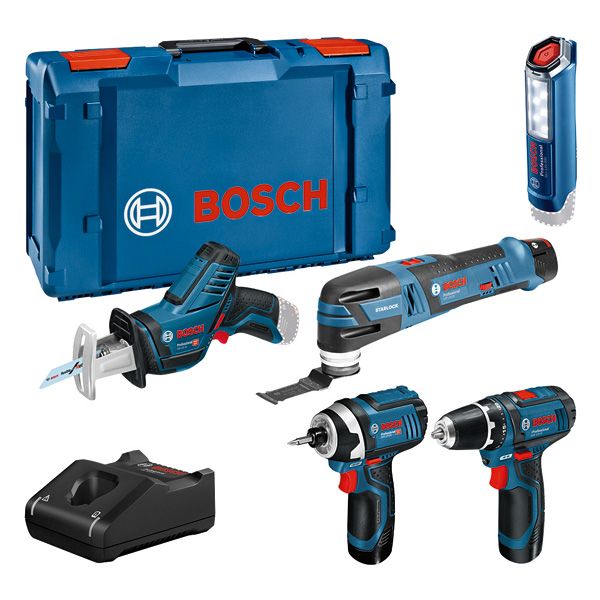 BOSCH Combo Kit 5-tlg. 12V: GSR 12V-15/GOP 12V-28/GDR 12V-105/GSA 12V-14/GLI 12V-300