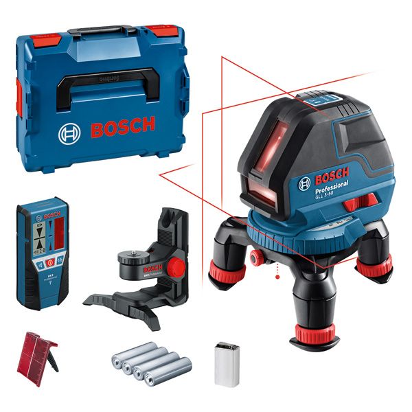 BOSCH Linienlaser GLL 3-50, mit Laser-Empfänger LR2, Universalhalterung BM1, L-BOXX