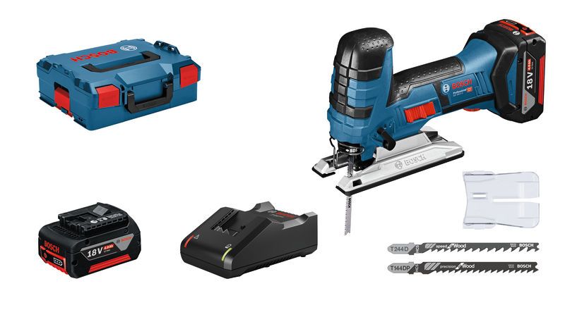 BOSCH Akku-Stichsäge GST 18V-LI S, L-BOXX 136, 2 x Li-Ion-Akku 4,0 Ah, Stichsägeblatt