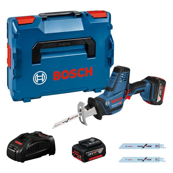 BOSCH Akku-Säbelsäge GSA 18V-LI C, L-BOXX 136, 2 x Li-Ion-Akku 5,0 Ah, Säbelsägeblatt