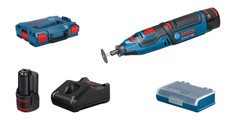 BOSCH Akku-Rotationswerkzeug GRO 12V-35, mit 2 x 2.0 Ah Li-Ion Akku, L-BOXX