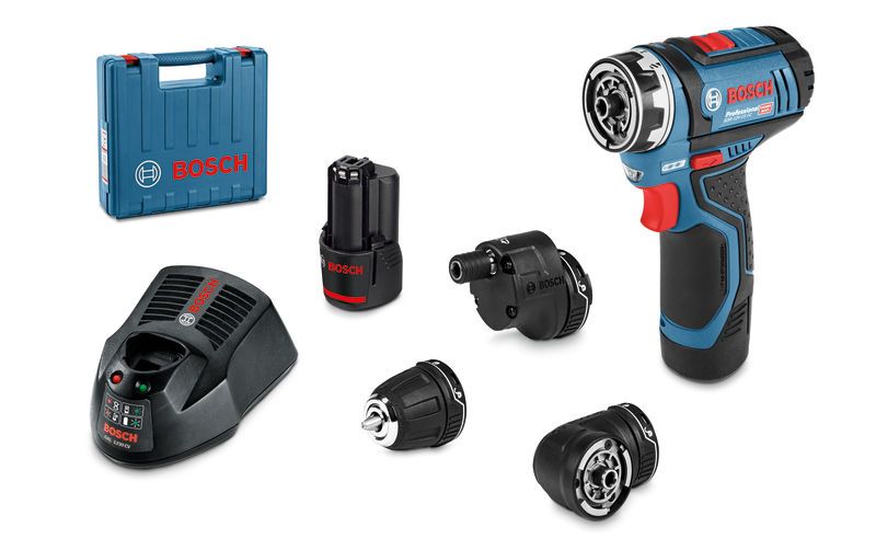 BOSCH Akku-Bohrschrauber GSR 12V-15 FC, 2 x Akku GBA 12V 2.0Ah, 3 Aufsätze