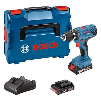 BOSCH Akku-Bohrschrauber GSR 18V-21, 2 x Akku GBA 18V 2.0Ah, L-Case