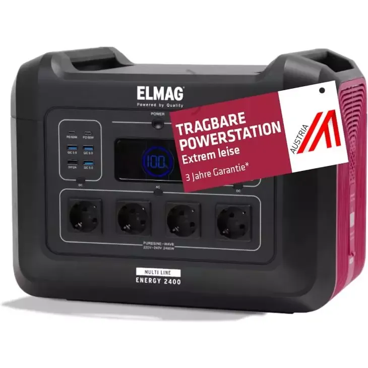ELMAG Powerstation ENERGY 2400 2400W, LiFEPO4 Akku mit 2232Wh