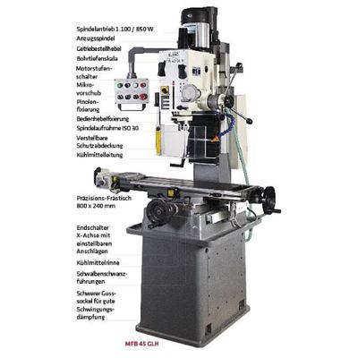 ELMAG Getriebe Fräs- und Bohrmaschine MFB 45 GLH