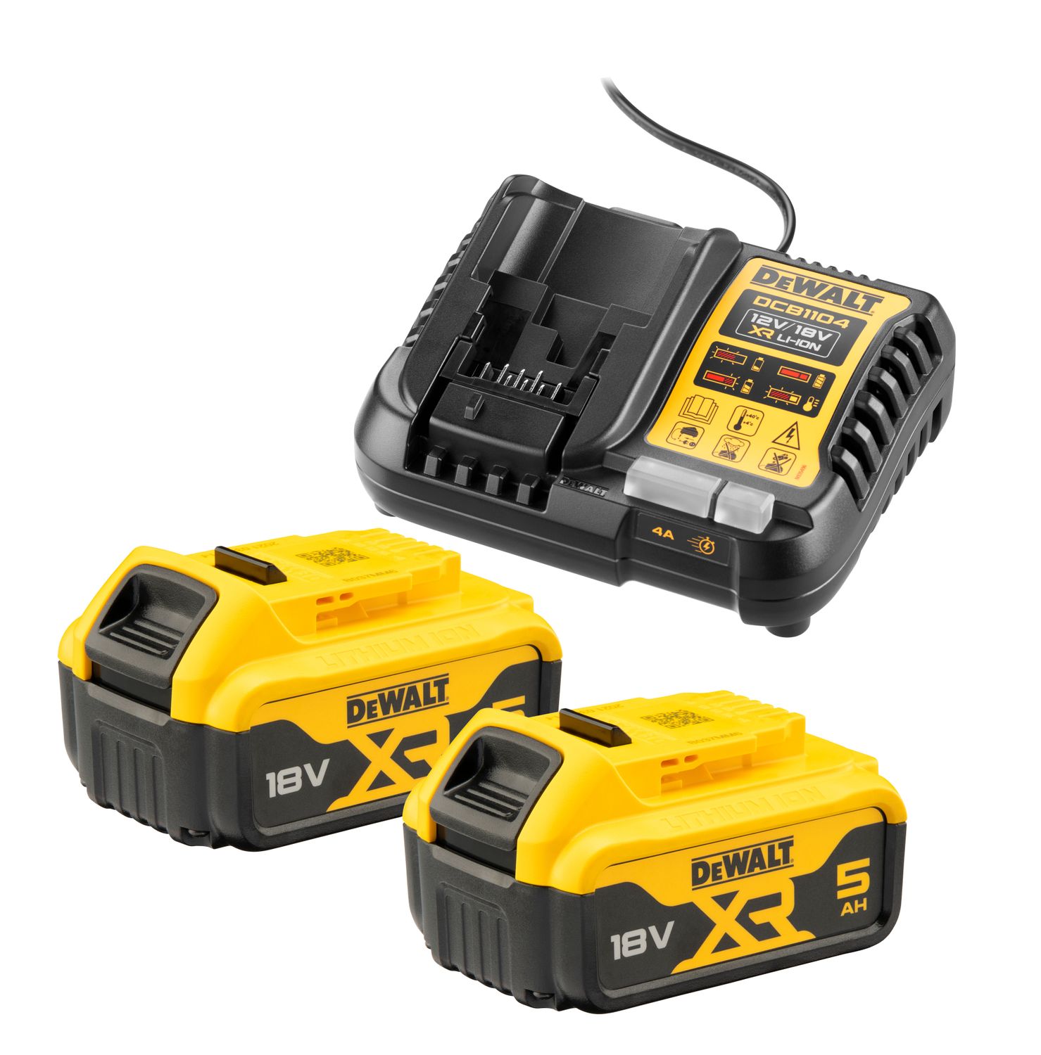 DEWALT DCB1104P2-QW Akku-Kit (2x 18V/5Ah plus DCB1104)