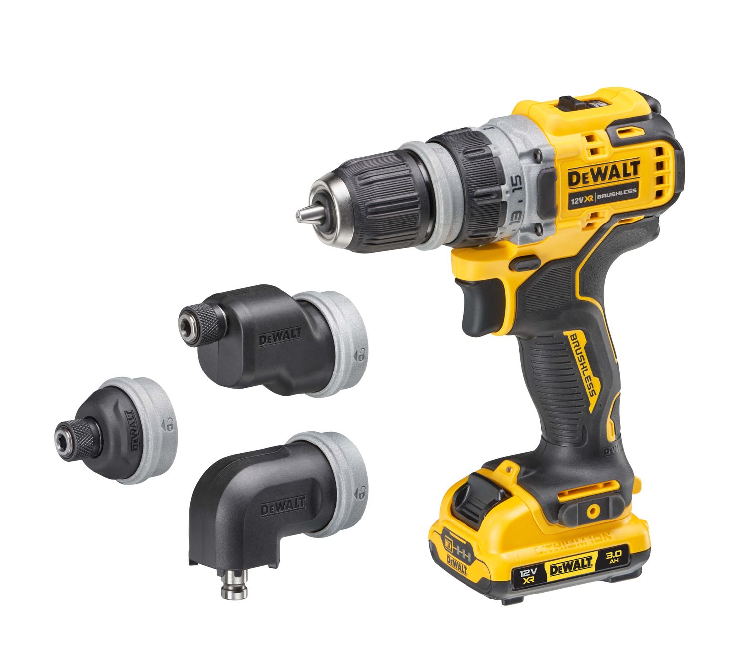 DEWALT DCD703L2T-QW Akku-Bohrschrauber, 4 Köpfe, 12 Volt