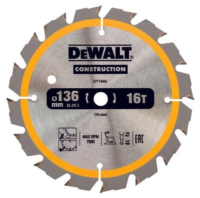 DEWALT DT1946-QZ Kreissägeblatt Akku 136/10mm 16WZ