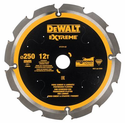 DEWALT DT1474-QZ Kreissägeblatt PCD 250/30mm 12Z