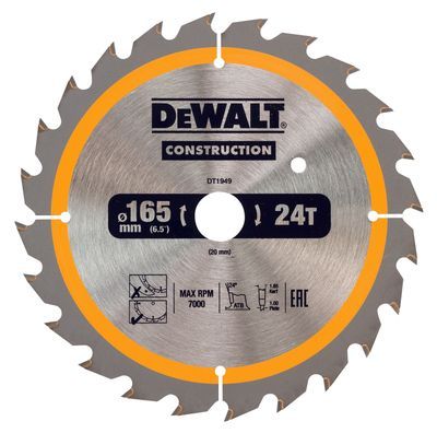DEWALT DT1949-QZ Kreissägeblatt Akku 165/20mm 24WZ