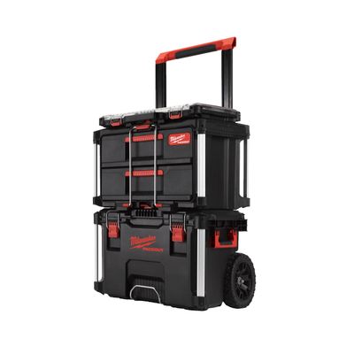 MILWAUKEE PACKOUT Starter-Set 2   3-teilig PACKOUT Trolley-Koffer, Koffer mit 2 Schubladen u. Organiser Slim