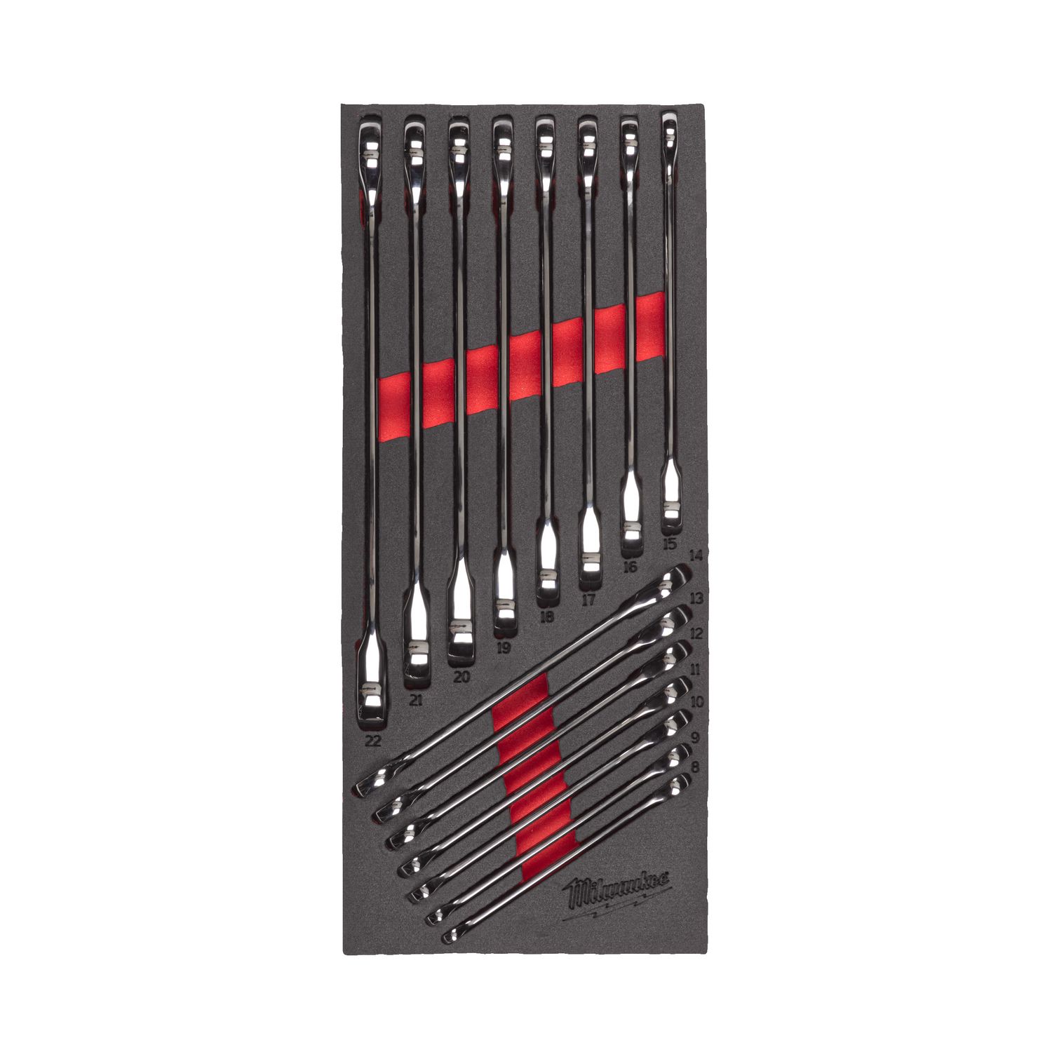 MILWAUKEE MAX BITE Ratschen-Ringmaulschlüssel Einlage 15-teilige Einlage für Werkstattwagen 78 cm