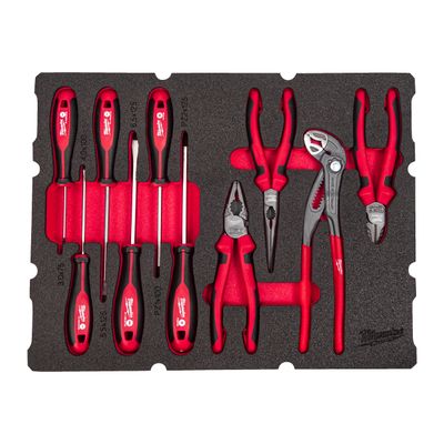 MILWAUKEE Zangen und Schraubendreher Einlage 10-teilige Einlage für PACKOUT Koffer mit Schubladen