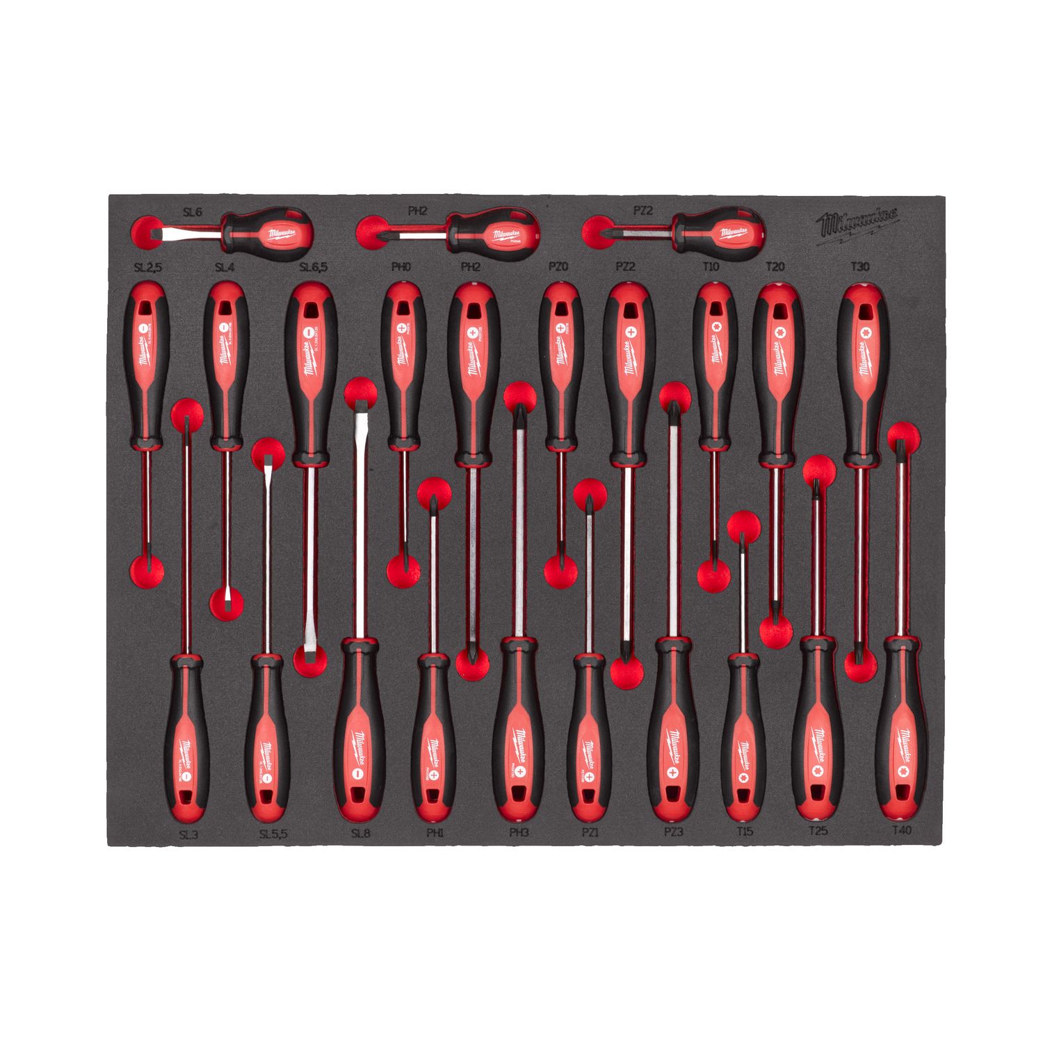 MILWAUKEE Tri-Lobe Schraubendreher Einlage 23-teilige Einlage für Werkstattwagen 78 cm