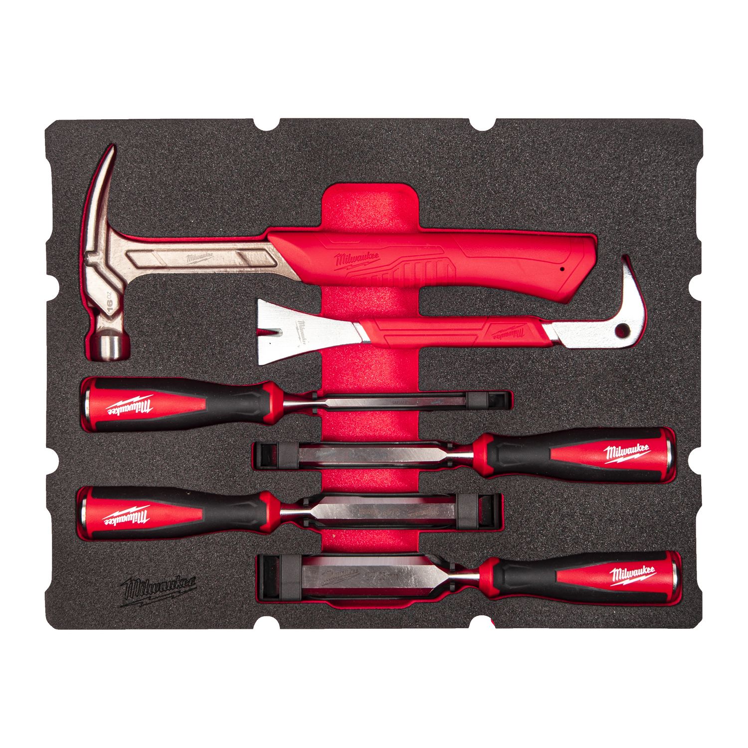 MILWAUKEE Holzbearbeitungs-Werkzeug Einlage 6-teilige Einlage für PACKOUT Koffer mit Schubladen