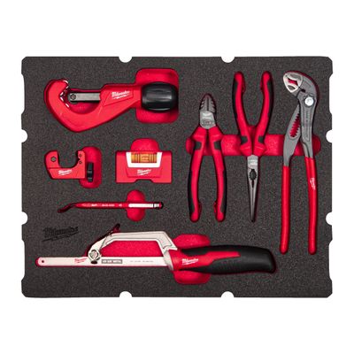 MILWAUKEE Sanitär-Werkzeug Einlage 8-teilige Einlage für PACKOUT Koffer mit Schubladen