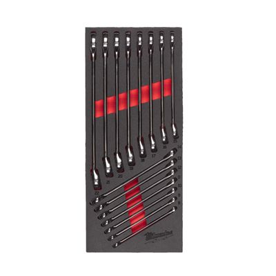 MILWAUKEE MAX BITE Ringmaulschlüssel Einlage 15-teilige Einlage für Werkstattwagen 78 cm