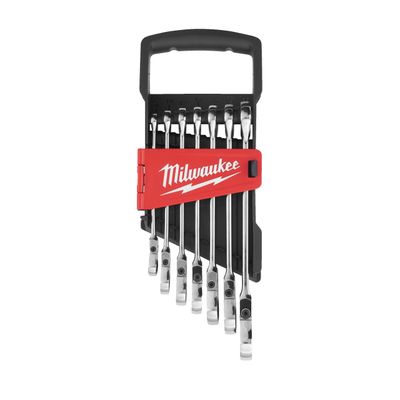 MILWAUKEE 7-teilig metrisch MAX BITE Gelenk-Ratschen-Ringmaulschlüsselsatz
