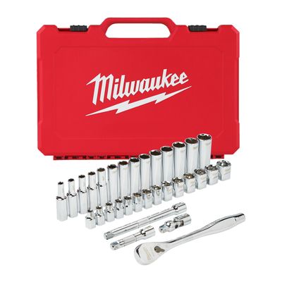 MILWAUKEE 32-teilig Ratschen- und Steckschlüsseleinsatz Set 3/8&quot; metrisch