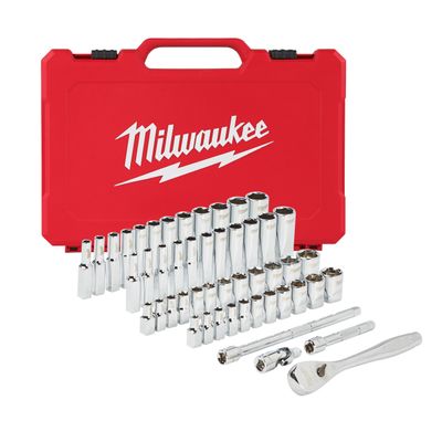 MILWAUKEE 50-teilig Ratschen- und Steckschlüsseleinsatz Set 1/4&quot; imperial &amp; metrisch