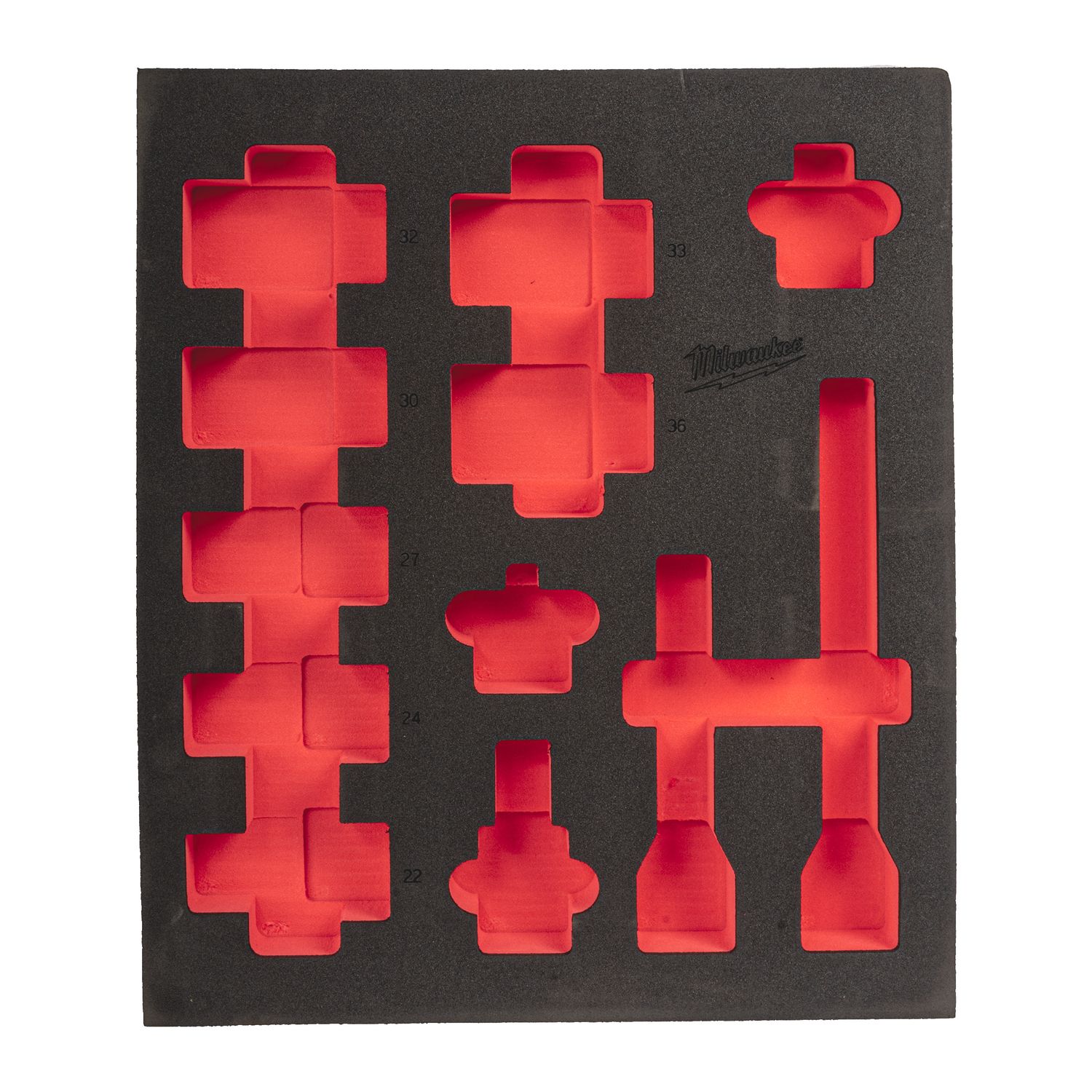 MILWAUKEE 3/4&quot; SHOCKWAVE Schlagnüsse lang Einlage 12-teilige Einlage für Werkstattwagen 78 cm