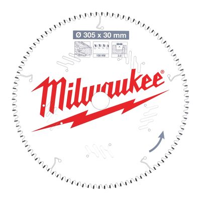 MILWAUKEE 305/30 mm Z100 Wechselzahn negativ Sägeblatt Holz für Kapp- und Gehrungssägen