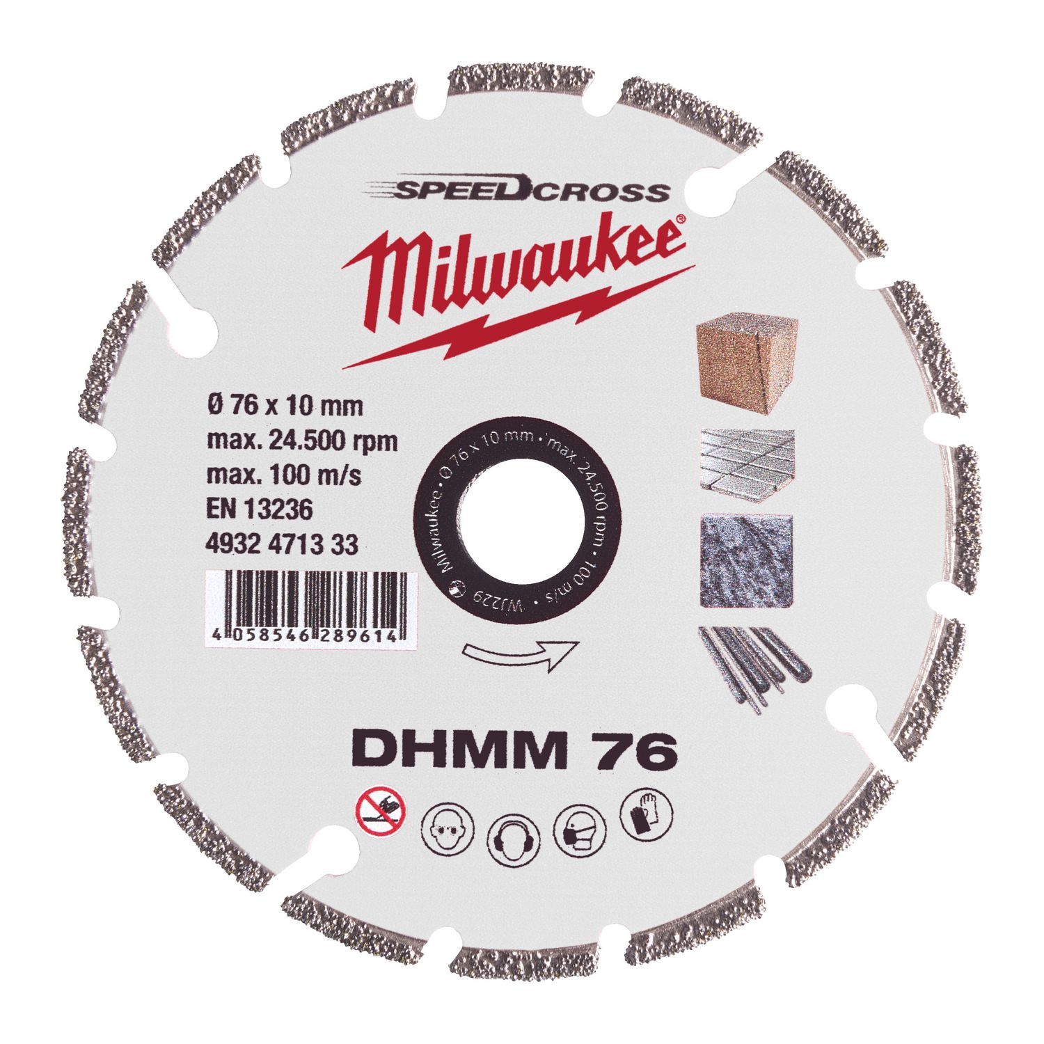 MILWAUKEE Diamanttrennscheibe DHMM 76 mm für Stahl, Holz, Kunststoff, Gipskarton, Porzellan