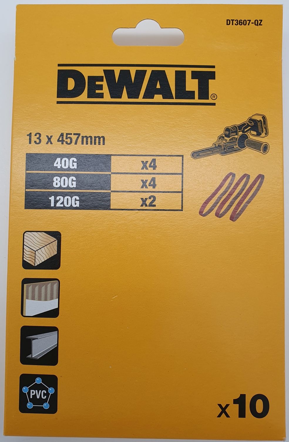 DEWALT DT3607-QZ Schleifband Bandfeile 13x457mm 40G-120G