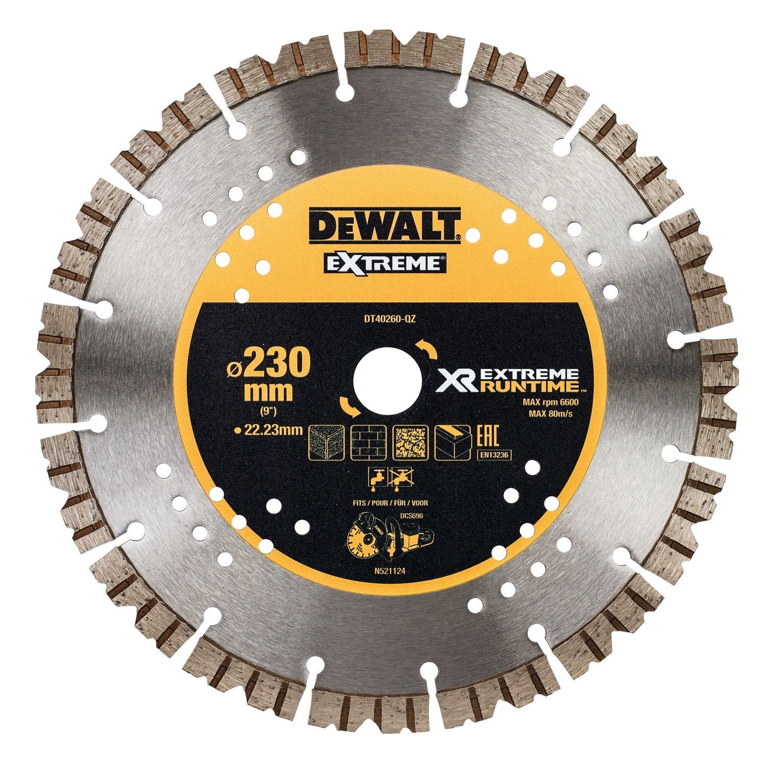 DEWALT Flexvolt DT40260-QZ Diamanttrennscheibe 230/22.2mm