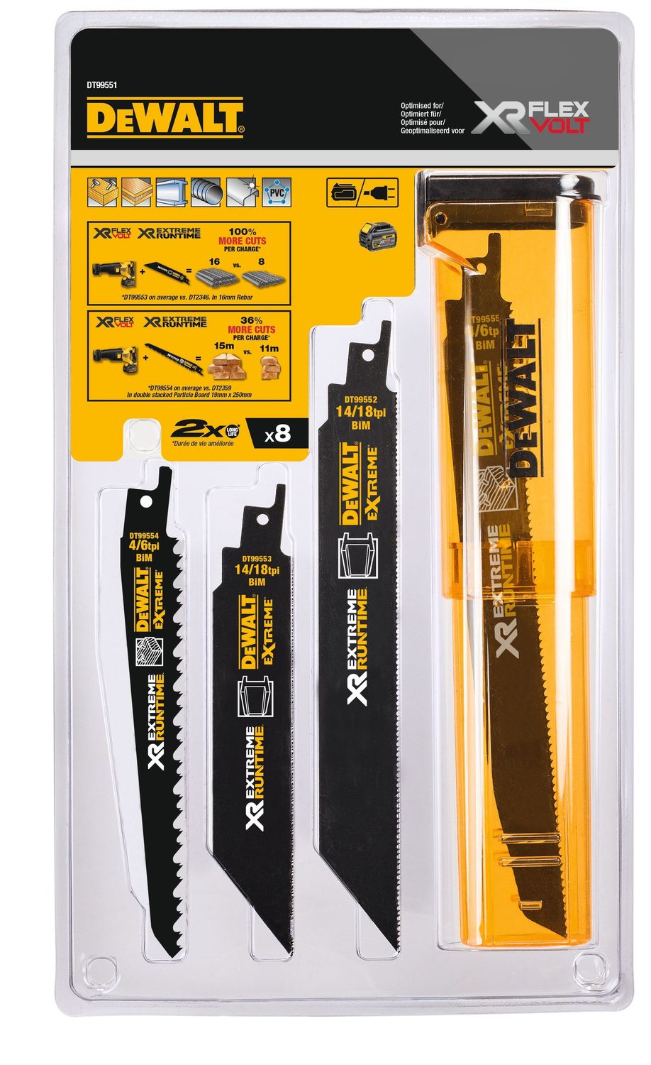DEWALT Flexvolt DT99551-QZ Säbelsägeblatt-Set 8-tlg