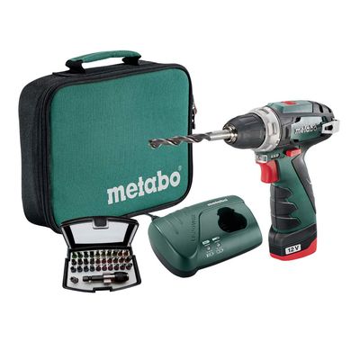 METABO Akku Bohrschrauber PowerMaxxBS 12V 2,0 Ah + 32 tlg. Bit-Set