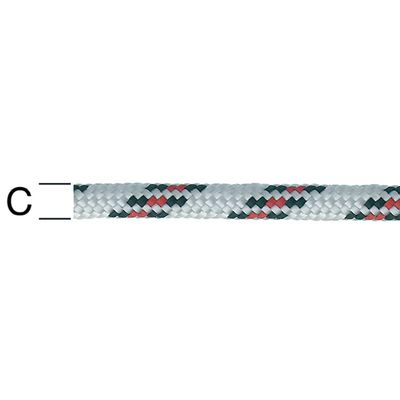 Polypropylen-Schotleine weiß-schwarz-rot 8mm WSR