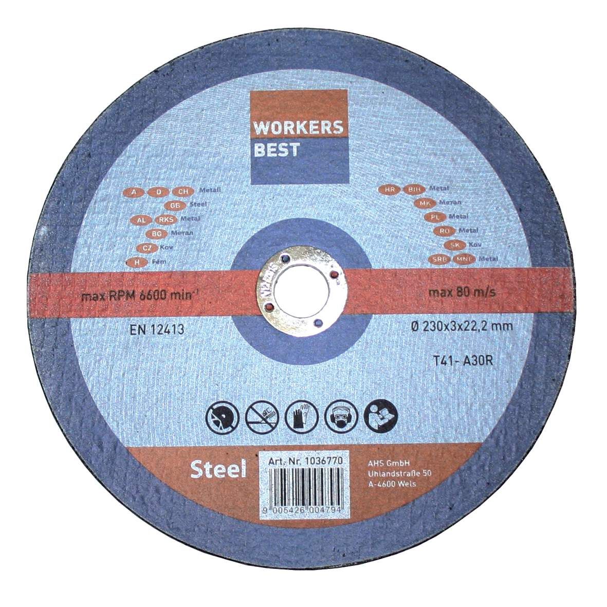 WORKERS BEST Trennscheibe Metall gerade 125x3,0x22,2mm 1 Pkg.=5 Stück