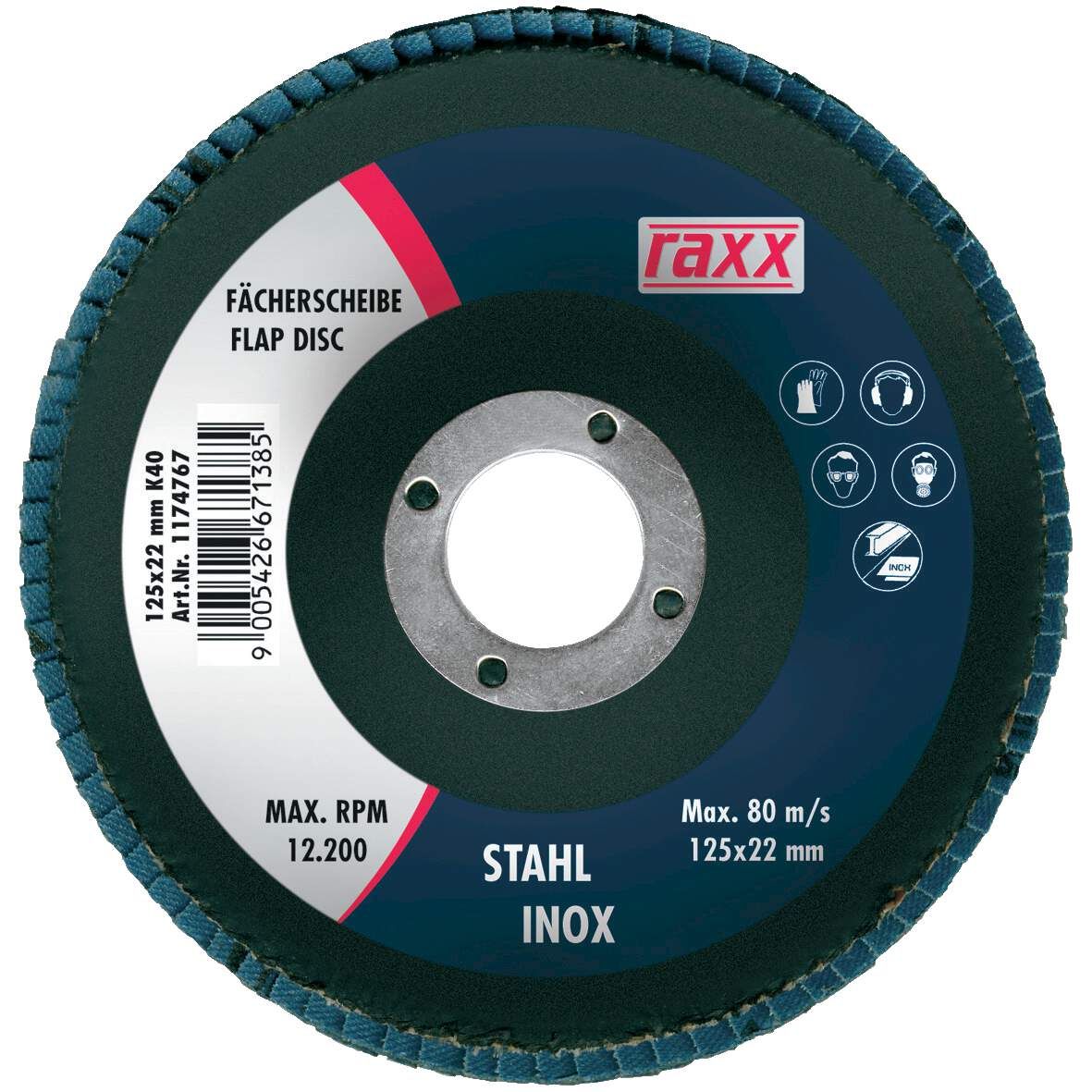 RAXX Fächerscheibe 125x22mm K40