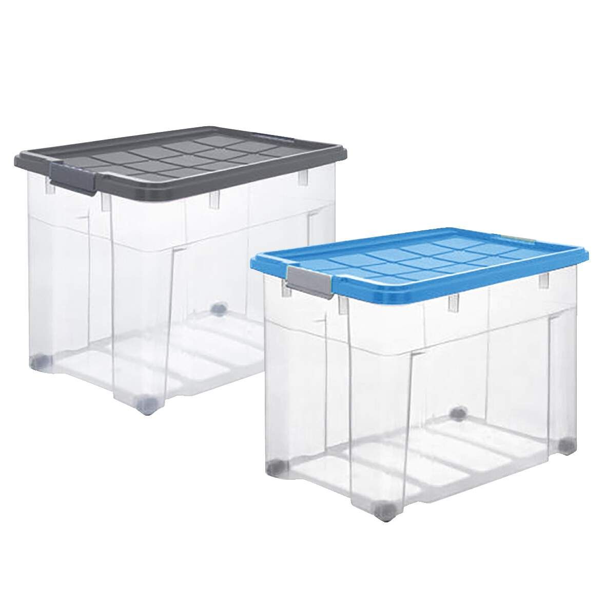 RIVAL Rollenbox Jumbo mit D.blau/grau sort.80l trans.ca.60,5x40x46cm