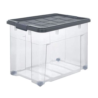 RIVAL Rollenbox Jumbo mit Deckel blau/grau sortiert 80l transparent ca. 60,5x40x46cm