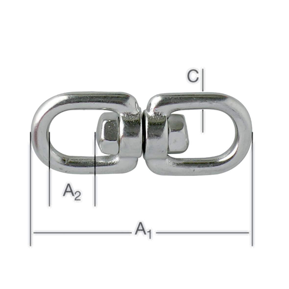 VORMANN Wirbel Auge/Auge NIRO 60mm 2 Stück
