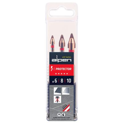 ALPEN Steinbohrerset C Protector DM 6,0+8,0+10,0mm