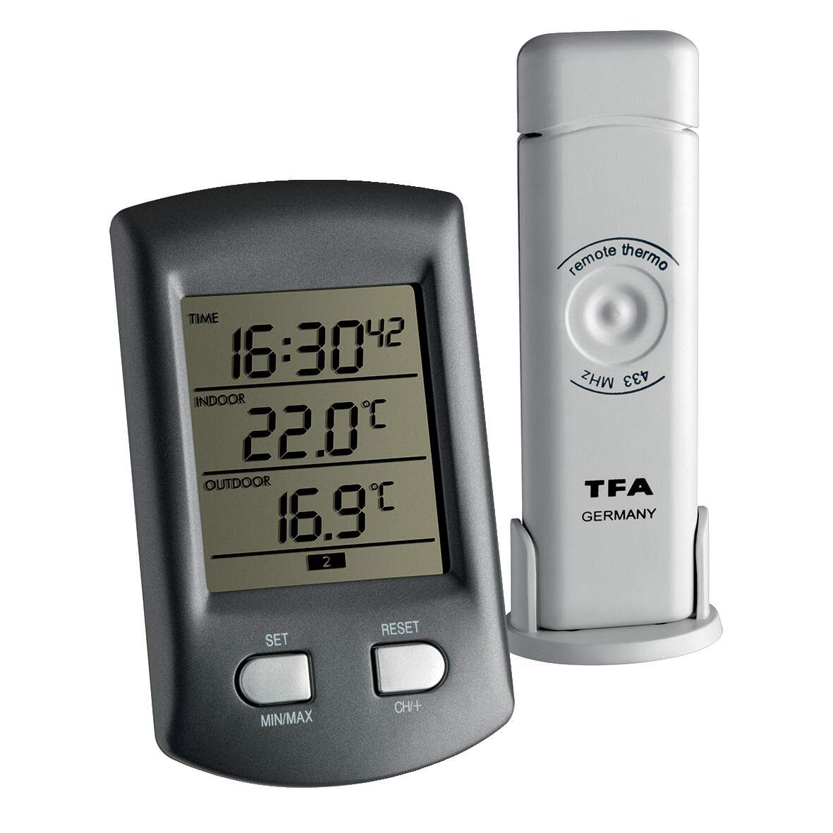 TFA Funkthermometer Ratio grau- metallic