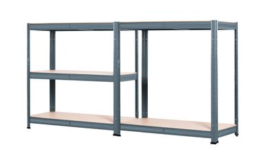 WORKERS BEST Steckregal/Werktisch grau 5 Holzbrett 180x90x45/90x180x45cm