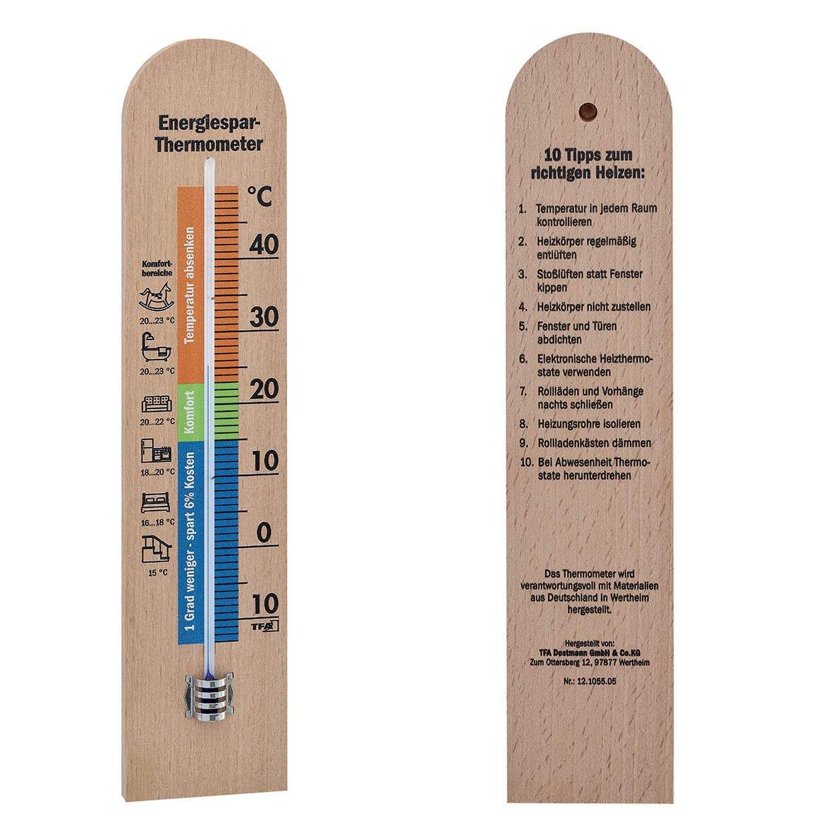 TFA Energiespar-Thermometer Buche 56x19x250mm