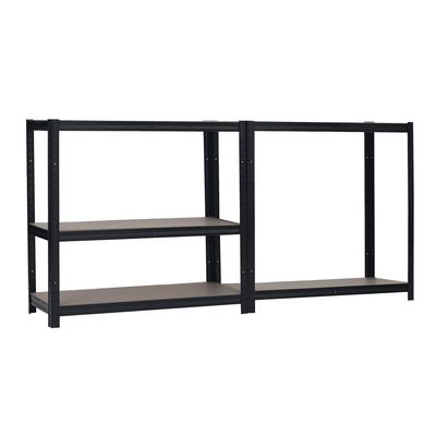 WORKERS BEST Steckregal/Werktisch schwarz 5 graue HB 180x90x45cm/90x180x4
