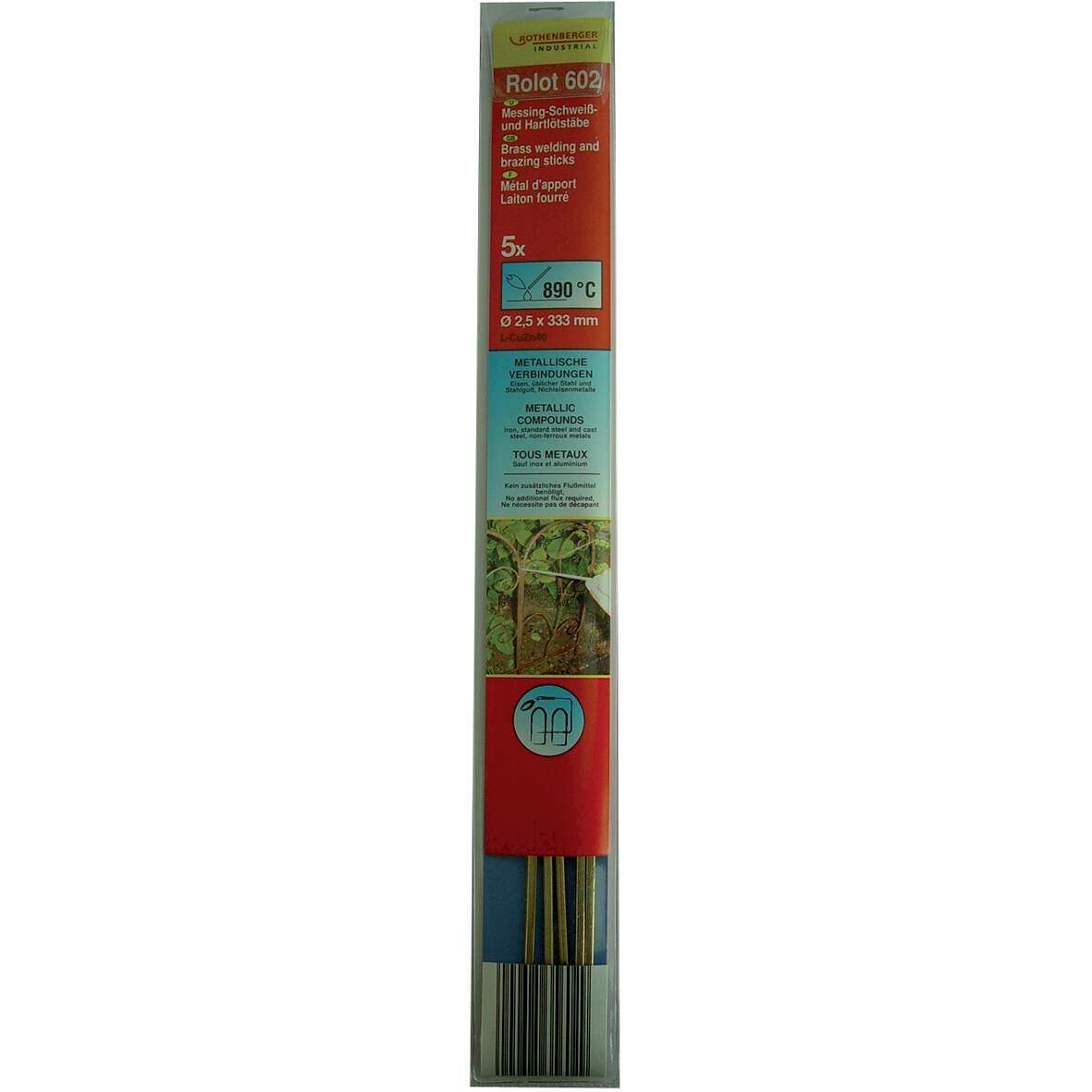 ROTHENBERGER Messing-Hartlötstäbe gefüllt DM 2,5x333mm 5er SB