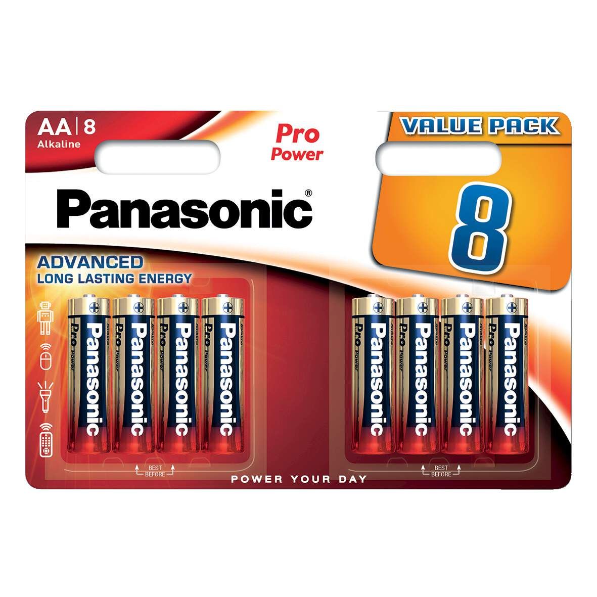 PANASONIC Alkali-Batterie Pro Power M Multi-Pack Mignon LR6 8 Stück