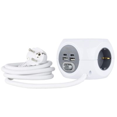 REV Steckdosenwürfel 3-fach mit 2x USB-A, USB-C, Induktion, 1,4m