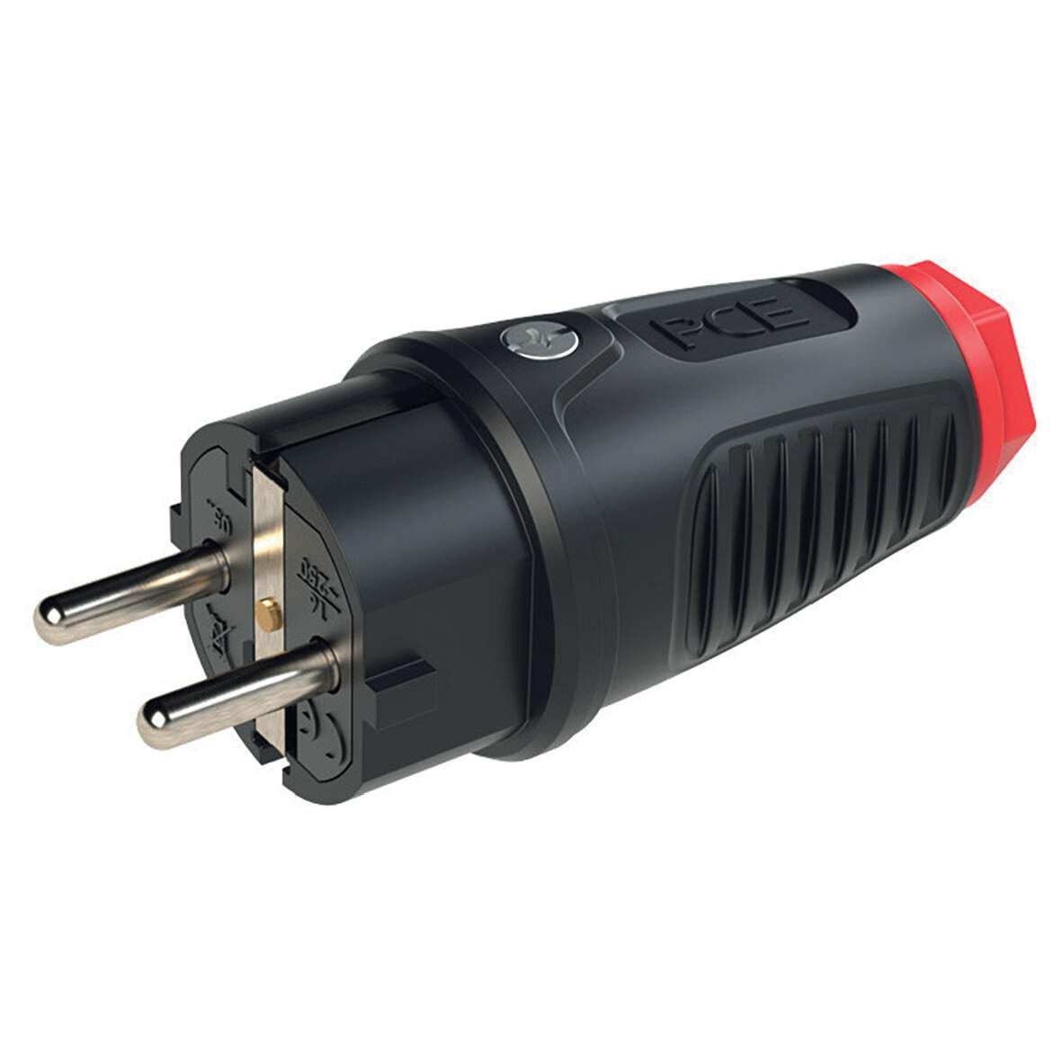 PCE Schutzkontaktstecker Vollgummi Taurus2 schwarz nat IP54