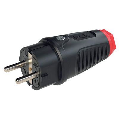 PCE Schutzkontaktstecker Vollgummi Taurus2 schwarz nat IP54